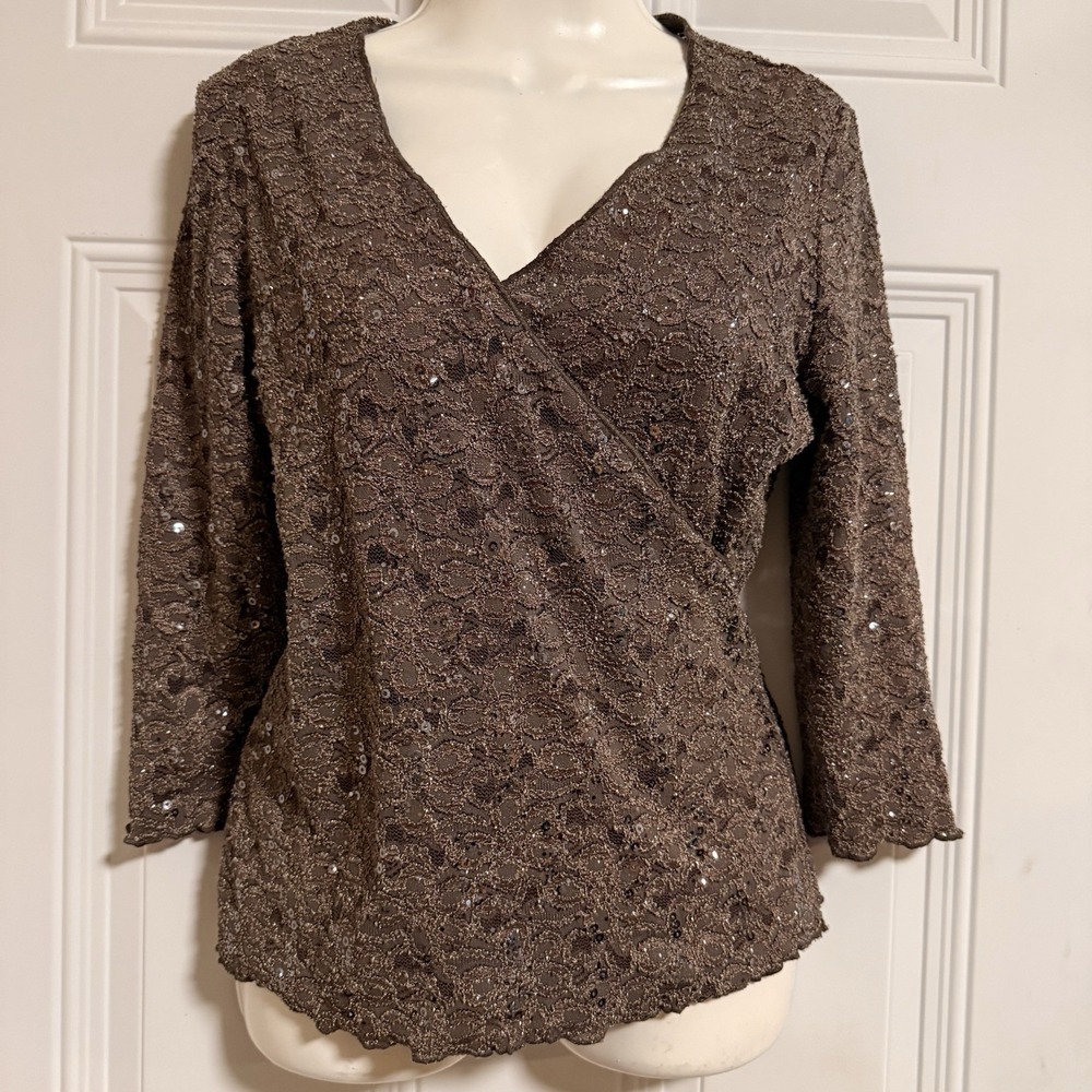 Joseph Ribkoff Blouse SZ 8 Quiet Luxury Glam Evening stretch Shimmery Fairy - Picture 2 of 8